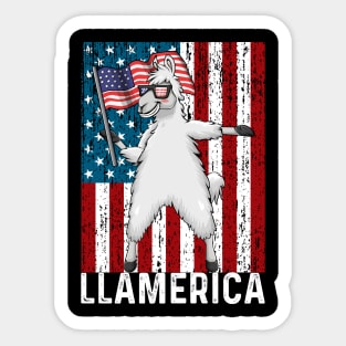 Llamerica Funny Llama American Flag Sticker